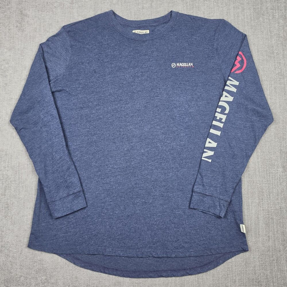 Magellan Outdoors Womens XXL Blue Long Sleeve T Shirt Boyfriend Fit Hiking Trail